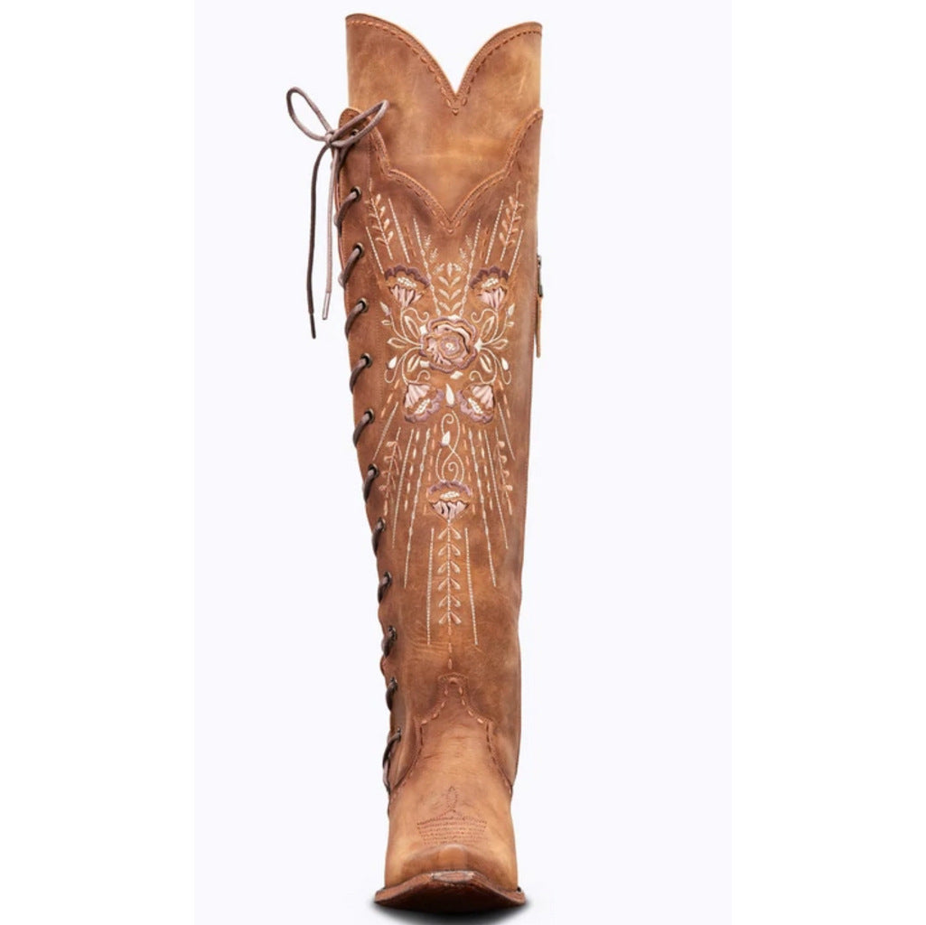 Cowboy Carter Outfits Womens Vintage Embroidered Lace-Up Western Boots