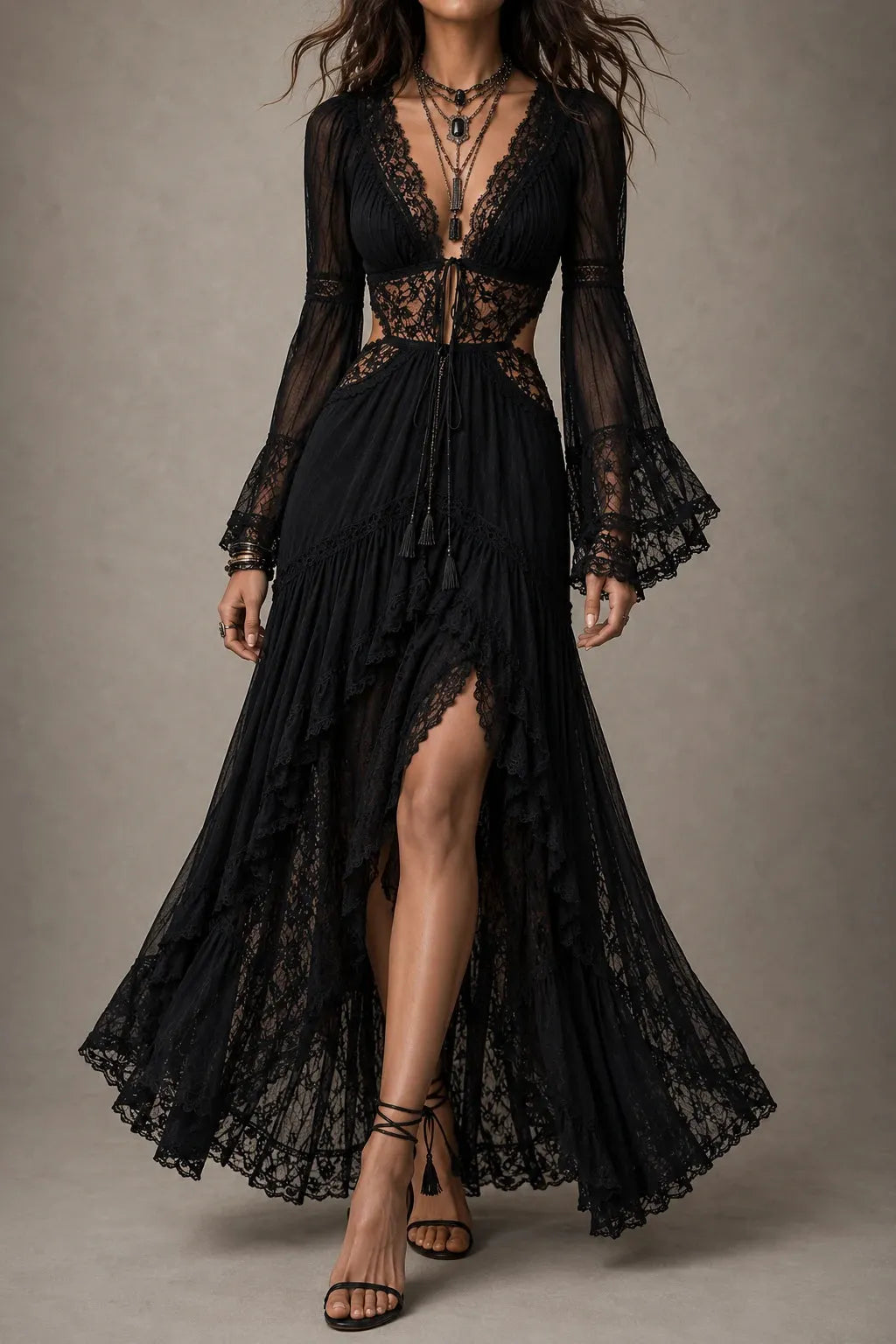 Boho Maxi Dress in lace, Premium Look