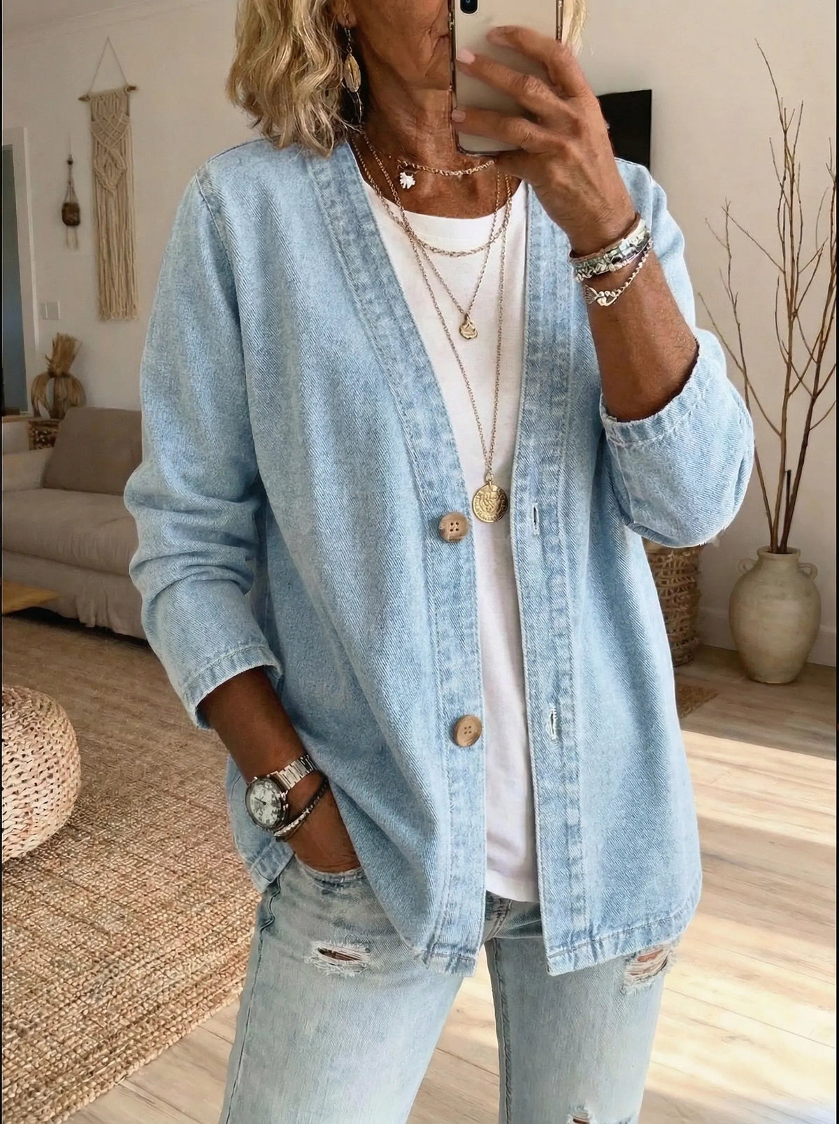 Denim Button Coat