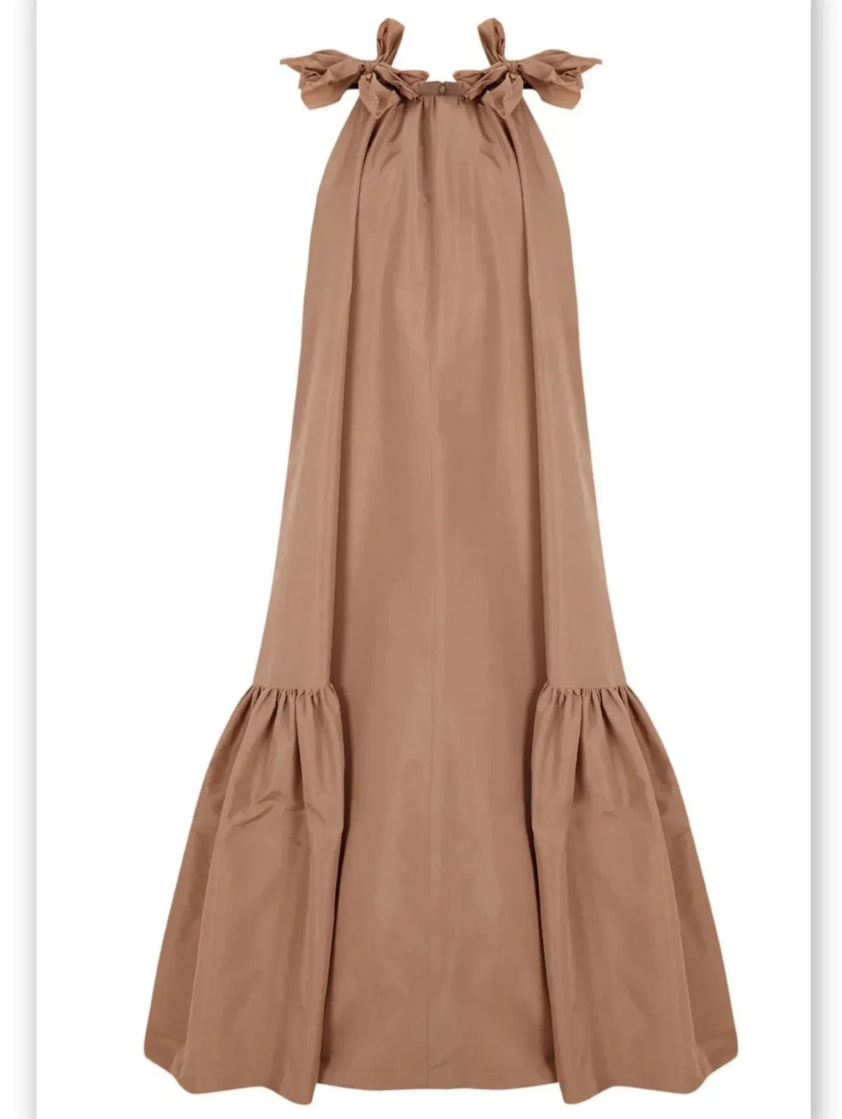 Long Taffeta Maxi Dress with Bows