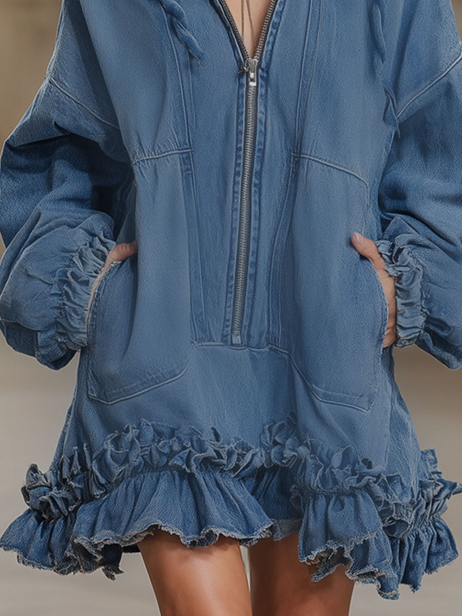 Chic Mini Dress in denim, Premium Look