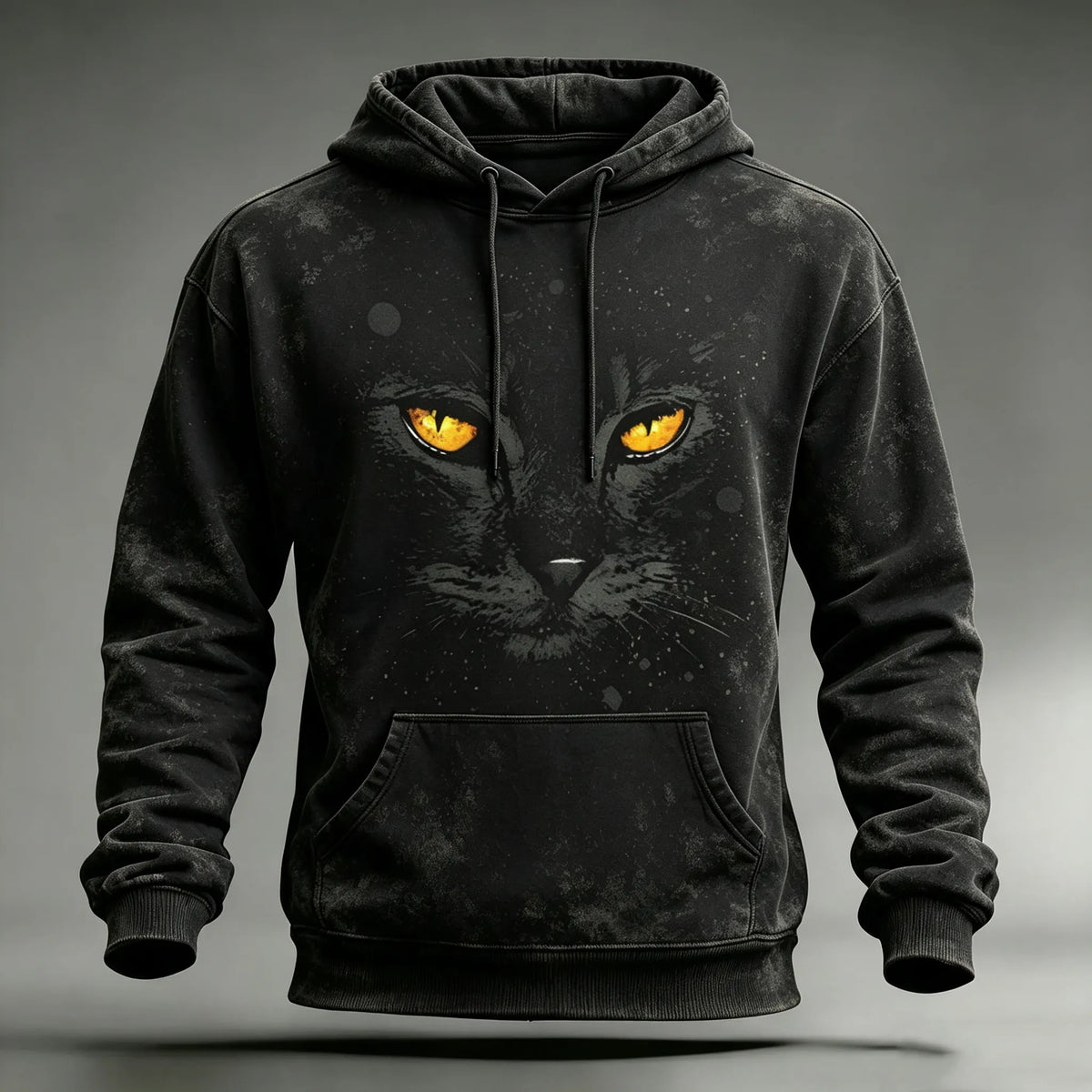 Men's Black Cat Abstract Art Print Comfort Hoodie