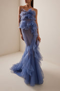 Chiffon Ruffle Off-Shoulder Maxi Dress