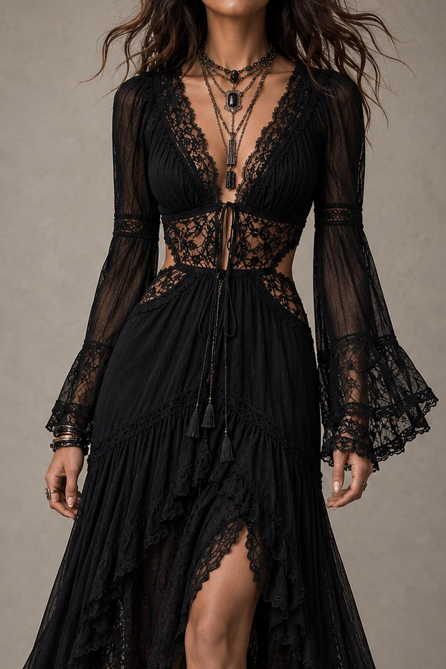 Boho Maxi Dress in lace, Premium Look