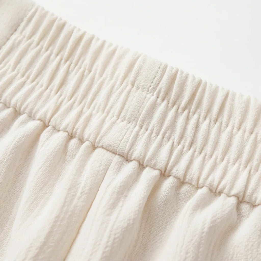 Elegant Linen Wide Leg Trousers, High Waist with Statement Chain Detail