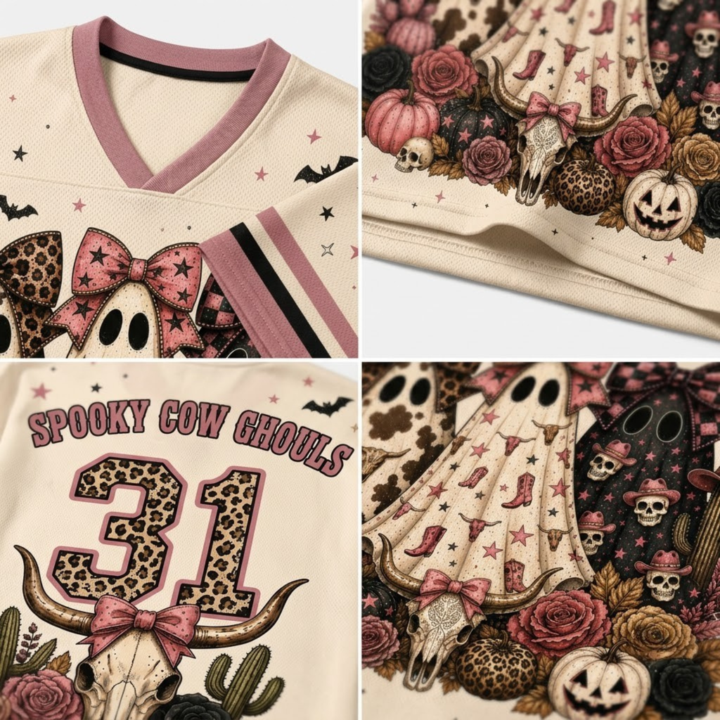 Chaotic Club Spooky Cow Ghouls Western Ghost Mesh Jersey
