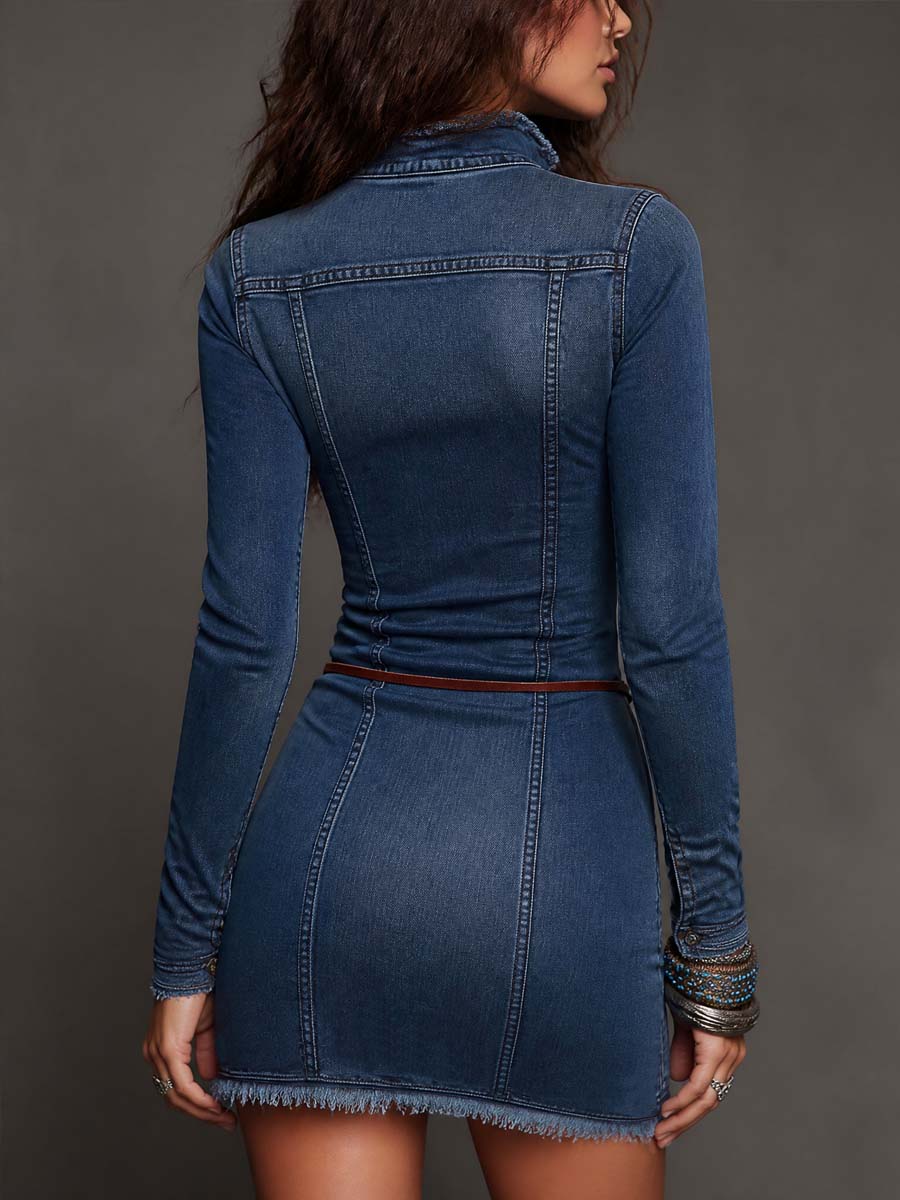 Vintage Mini Dress in denim, Designer Aesthetic