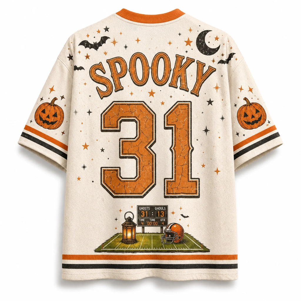 Chaotic Club Vintage Football Pumpkin Ghosts Halloween Mesh Jersey