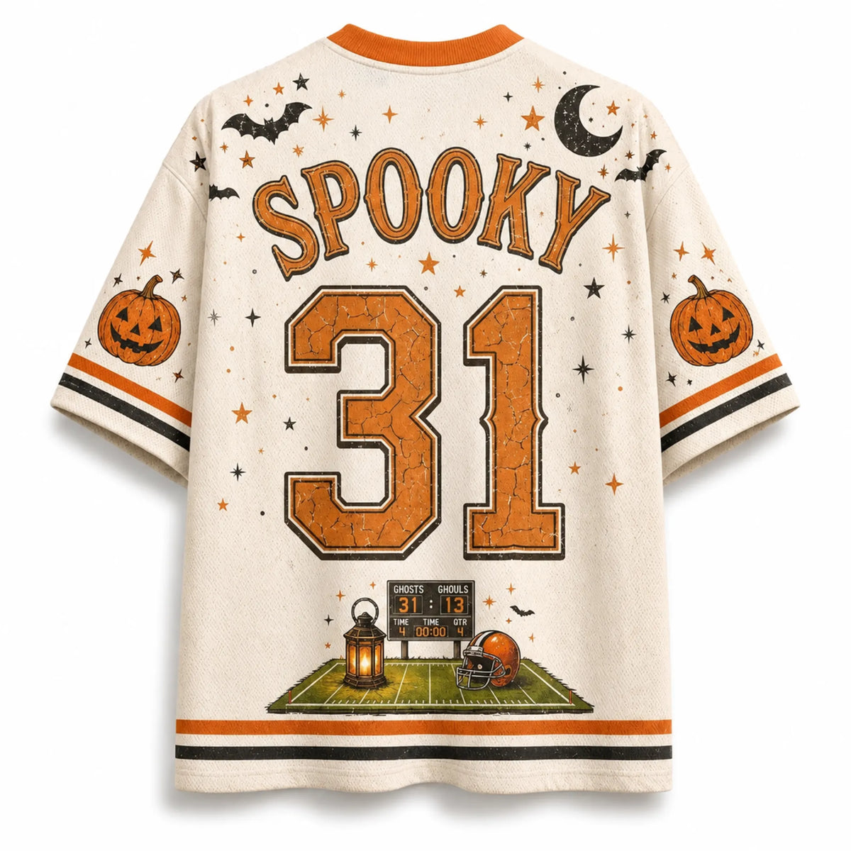 Chaotic Club Vintage Football Pumpkin Ghosts Halloween Mesh Jersey