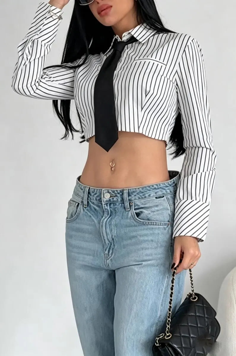 Women's Collar Vertical Casual Short Shirt