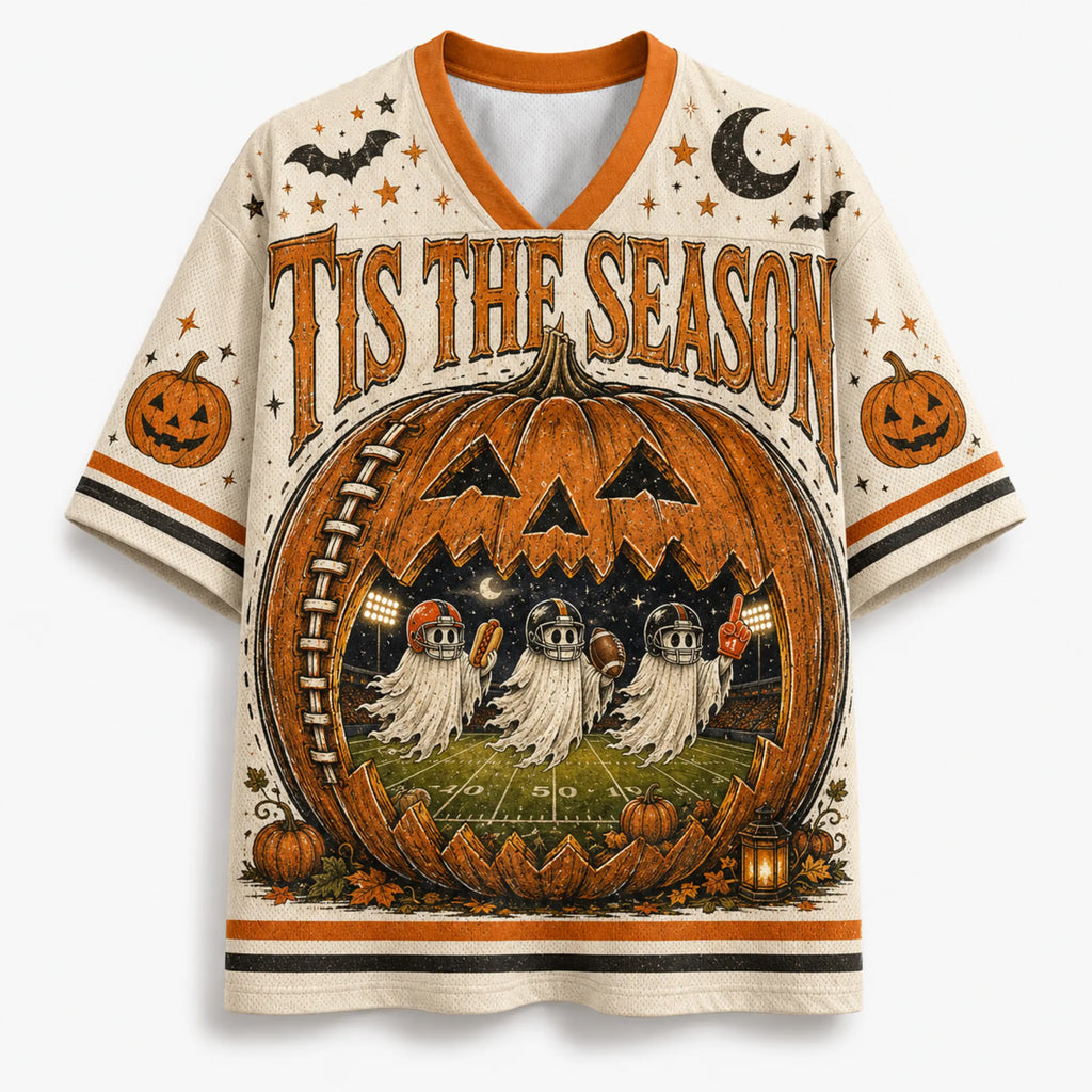 Chaotic Club Vintage Football Pumpkin Ghosts Halloween Mesh Jersey