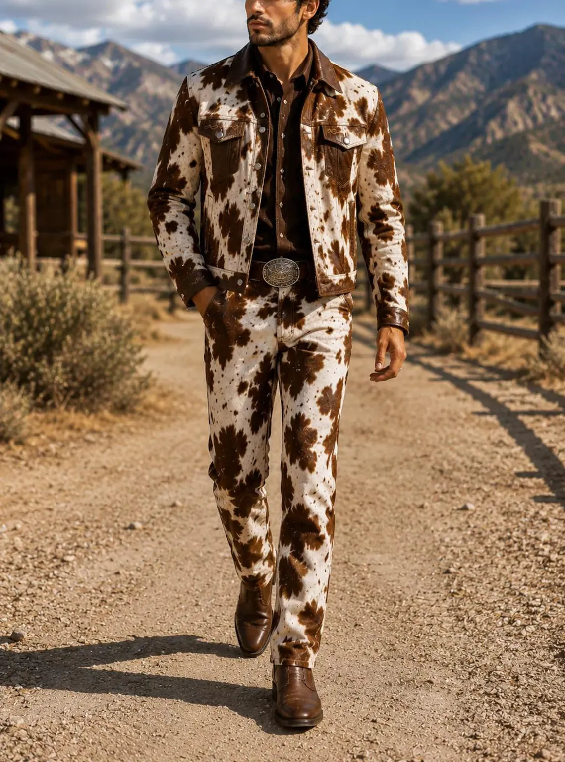 Men's Western-style Top And Trousers Two-piece Set