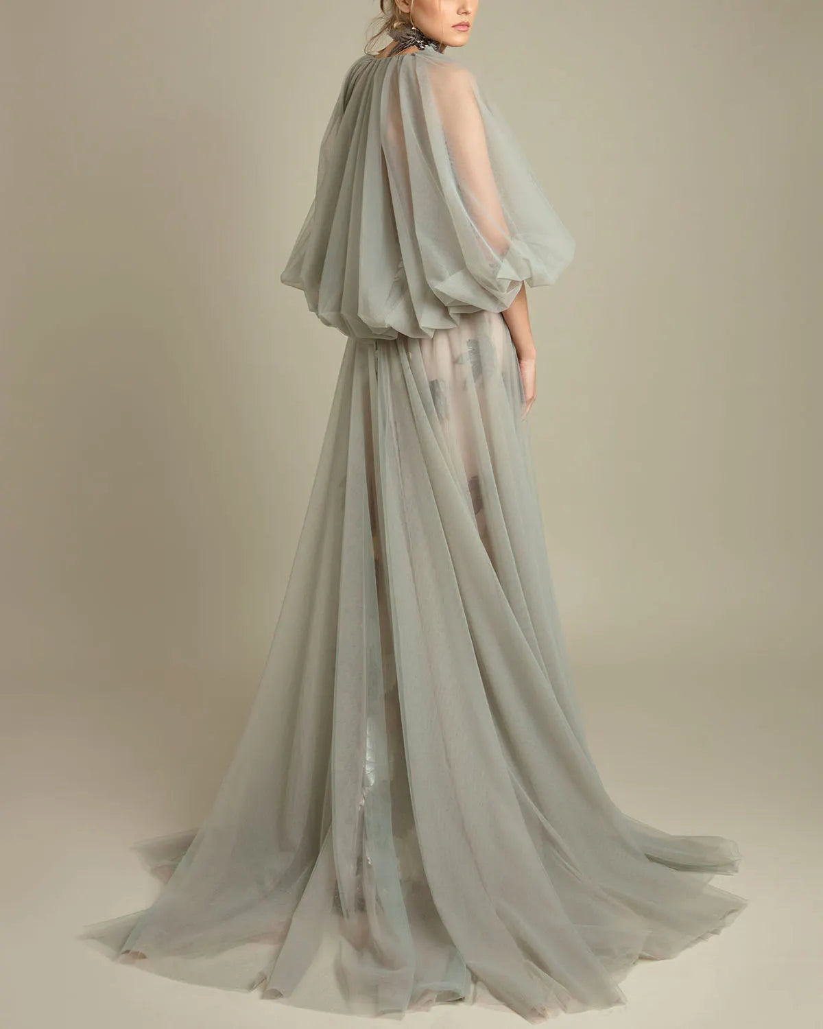 Halter Cut Neckline Dress with Cape