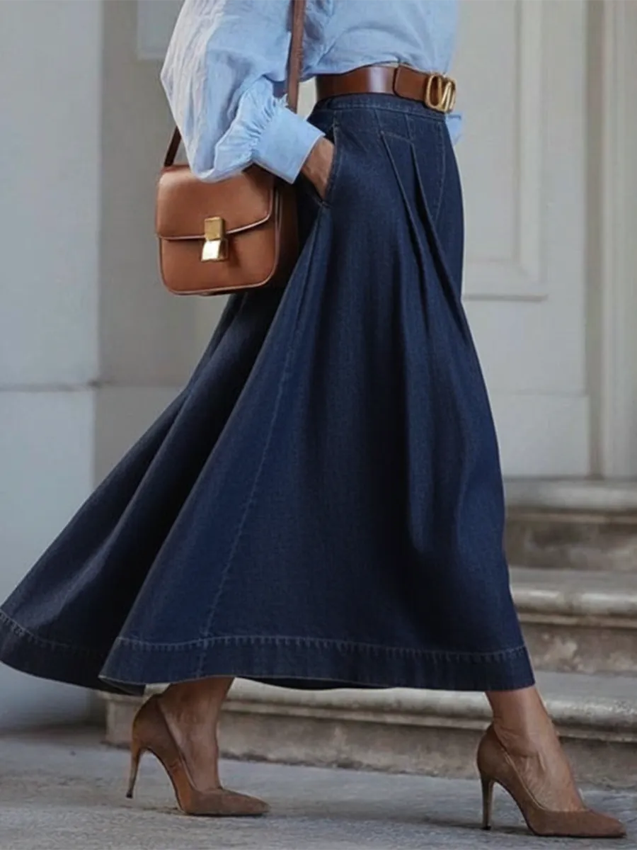 Elegant Stylish Irregular Hem Denim Skirt