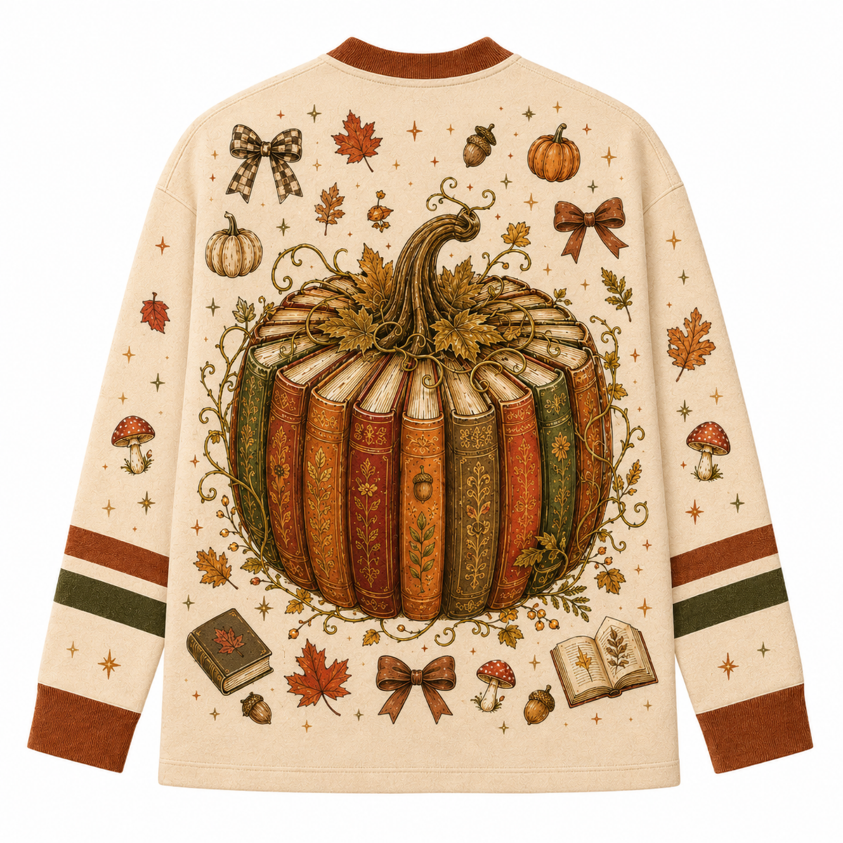 Chaotic Club Vintage Pumpkin Book Stack Long Sleeve Jersey