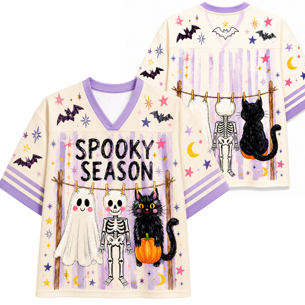 Chaotic Club Preppy Spooky Season Coquette Skeleton Mesh Jersey