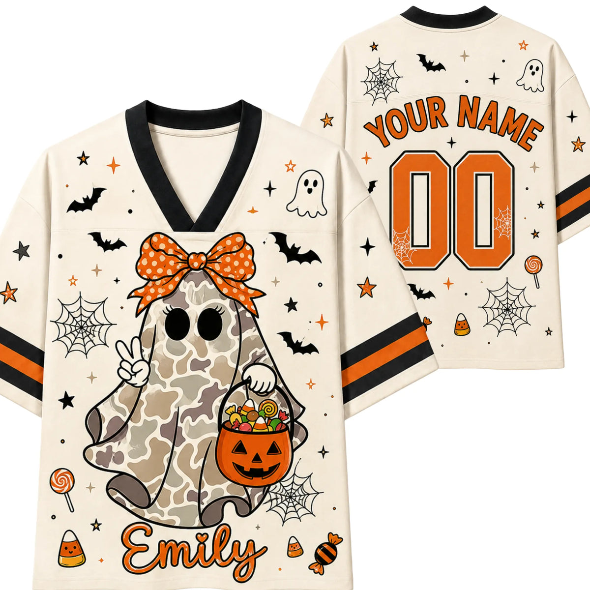 Chaotic Club Camo Bow Ghost Trick or Treat Halloween Mesh Jersey
