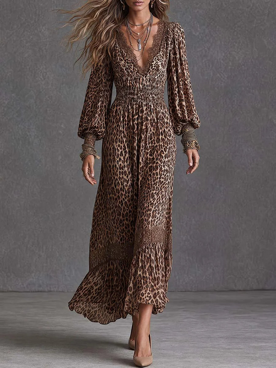 Boho Maxi Dress in lace, Designer Aesthetic