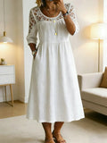 Retro Maxi Dress in cotton, Premium Look