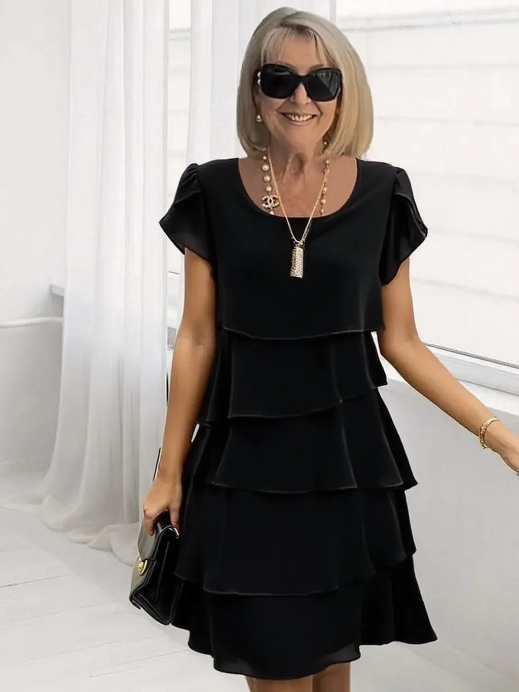 Evening Dress Best for Covering The Belly Loose Layer Cotton Multi-layer Dress