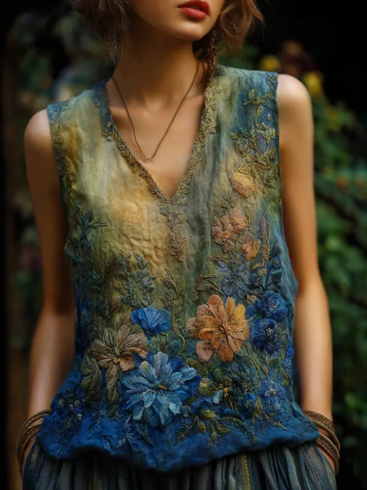 Vintage Top in linen, Designer Aesthetic