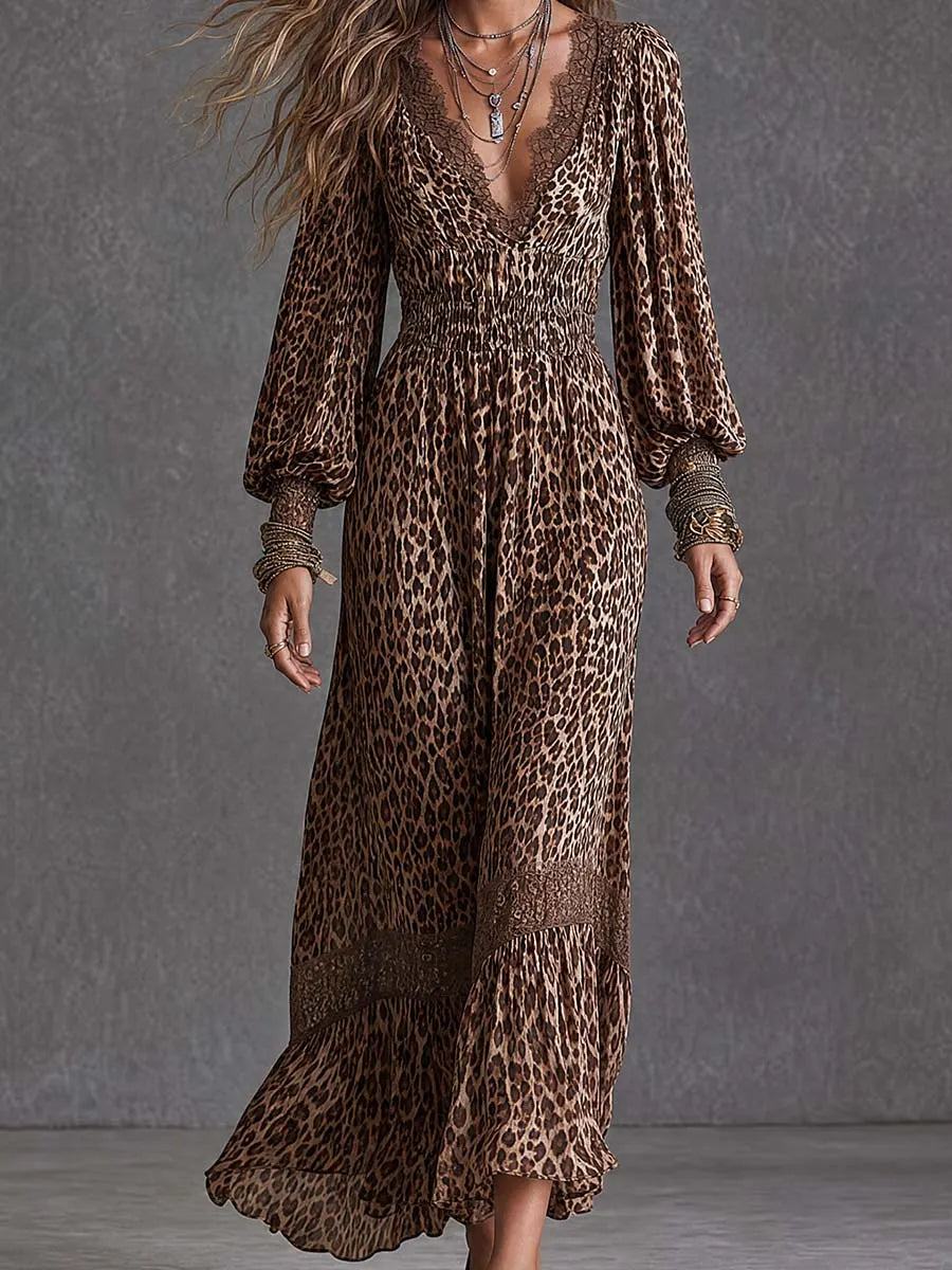 Boho Maxi Dress in lace, Designer Aesthetic