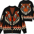 Chaotic Club Tiger Heat Vintage Halloween Flame Cardigan