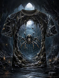 Men's Halloween Spider Web Print Crew Neck T-shirt