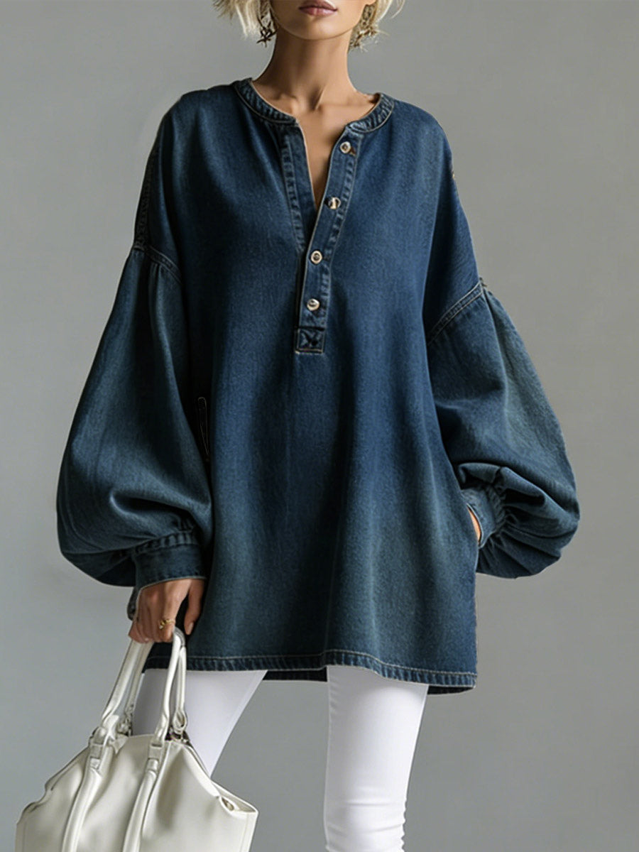 Chic Top in denim, Designer Aesthetic