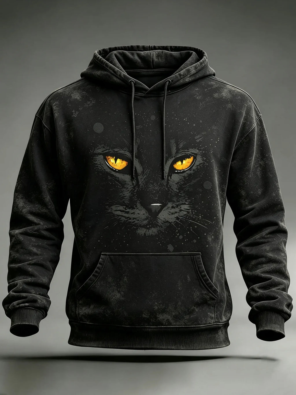 Men's Black Cat Abstract Art Print Comfort Hoodie