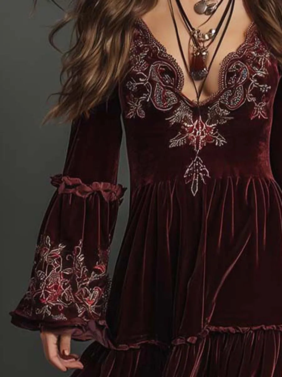 Bohemian Maxi Dress in velvet, Best Value