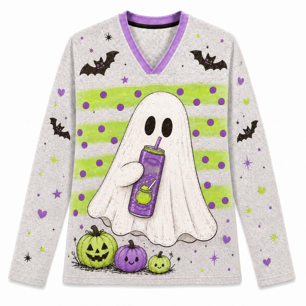 Chaotic Club Spooky Ghost Can Halloween Long Sleeve Jersey