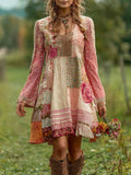 Retro Rose Striped Linen Dress – Casual, Budget Pick