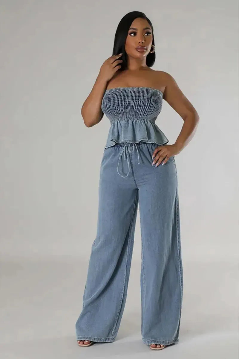 Stylish Denim Two-Piece Set