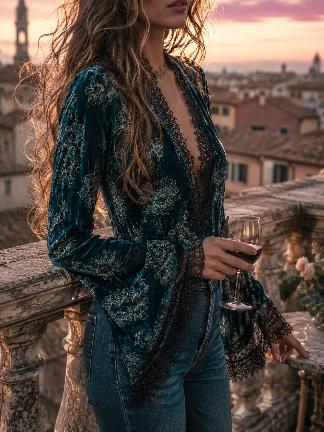 Retro Blouse in velvet, Smart Price