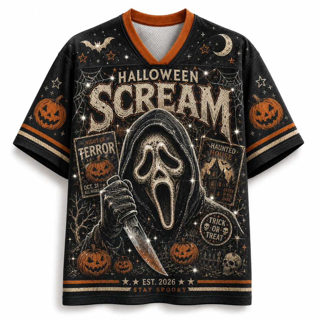 Chaotic Club Vintage Halloween Scream Ghostface Mesh Jersey