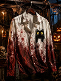 Retro Halloween Cat Art Pattern Casual Long-sleeve Shirt