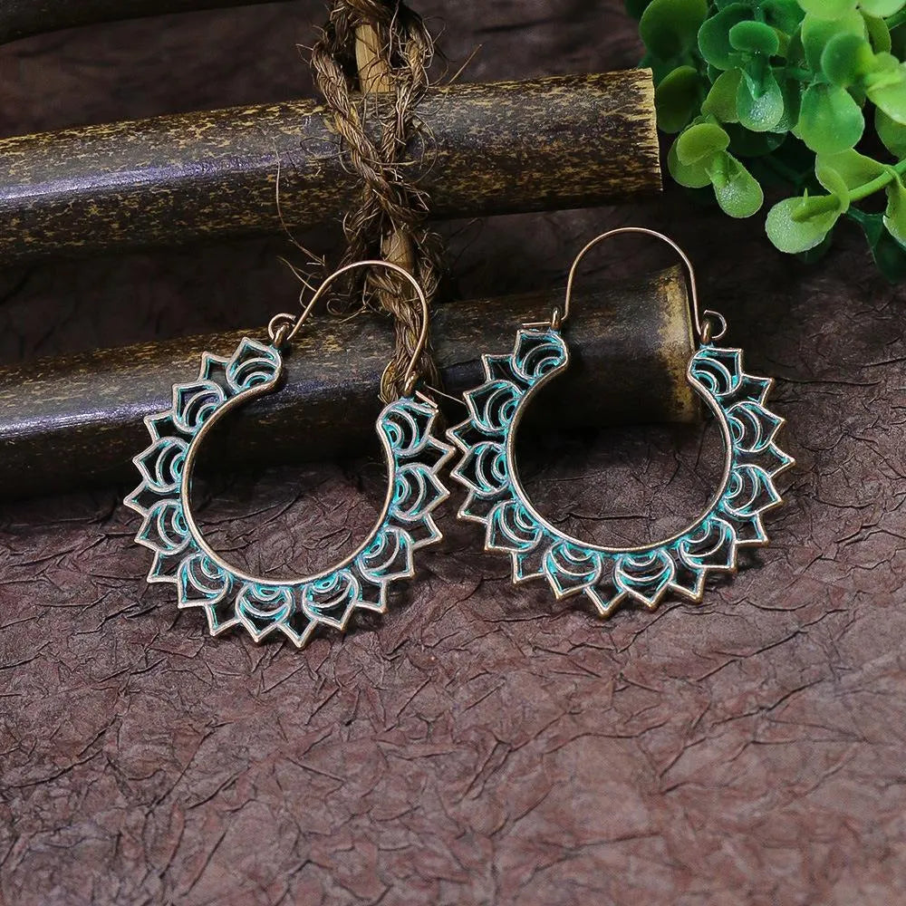 Bohemian Retro Tassel Antique Distressed Geometric Alloy Earrings