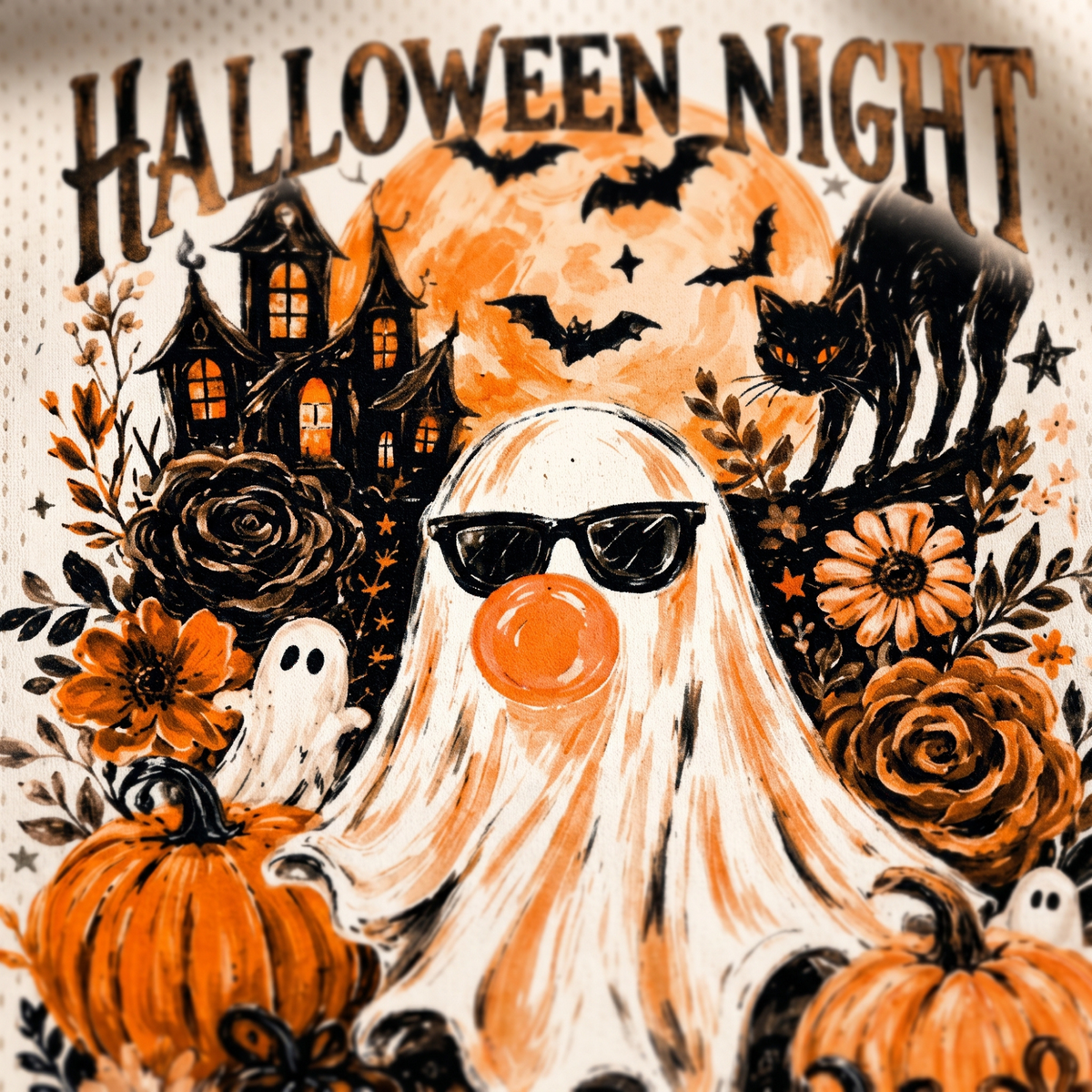 Chaotic Club Ghost Blowing Bubble Gum Brushstroke Halloween Mesh Jersey