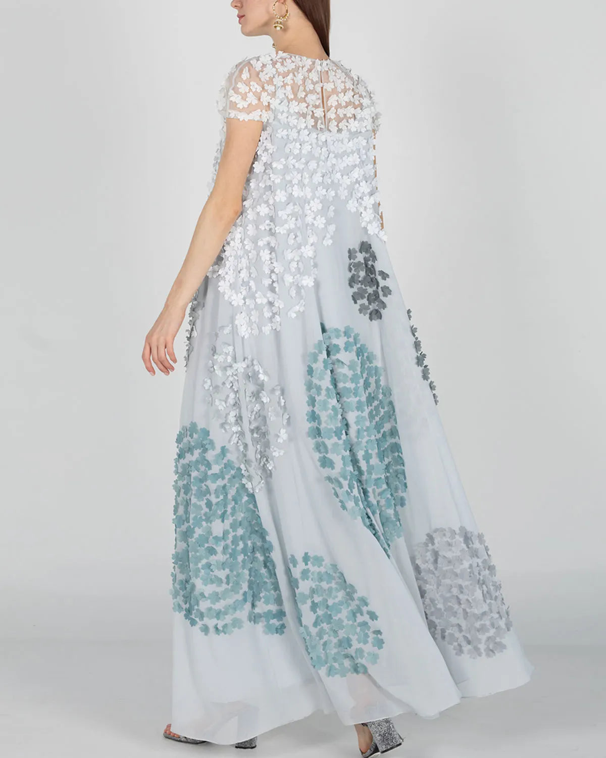 Perfect Day to Evening part wear dress with unique 3D floral placement embroidery