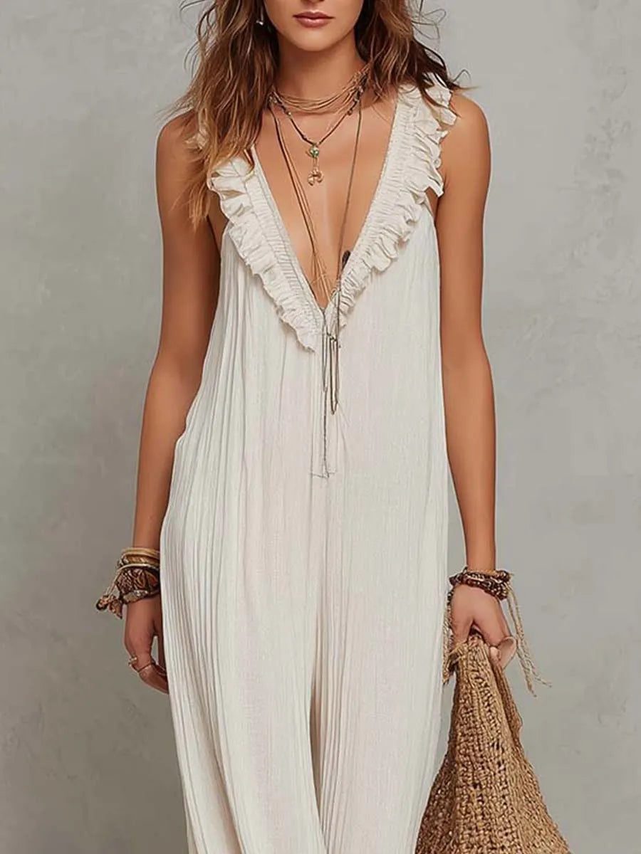 Bohemian Jumpsuit in chiffon, Designer Aesthetic