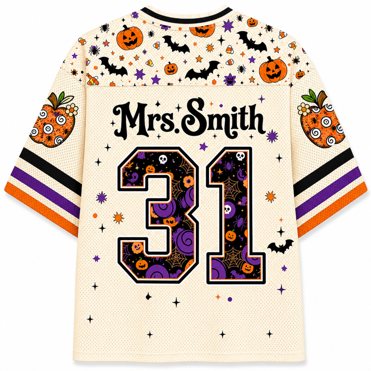 Chaotic Club Custom Name Spooky Teacher Pumpkin Mesh Jersey