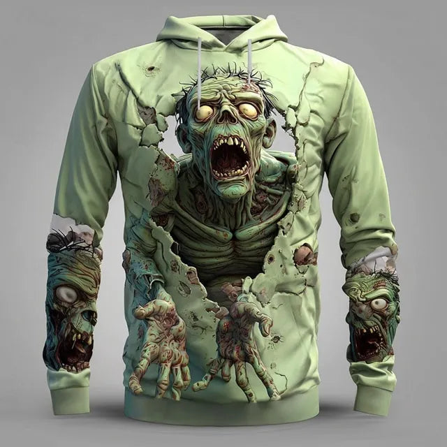 Men's Halloween Zombie Wall Breaking 3d Printed Hoodie