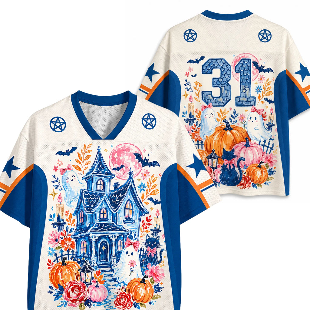 Chaotic Club Brushstroke Halloween Haunted House Mesh Jersey
