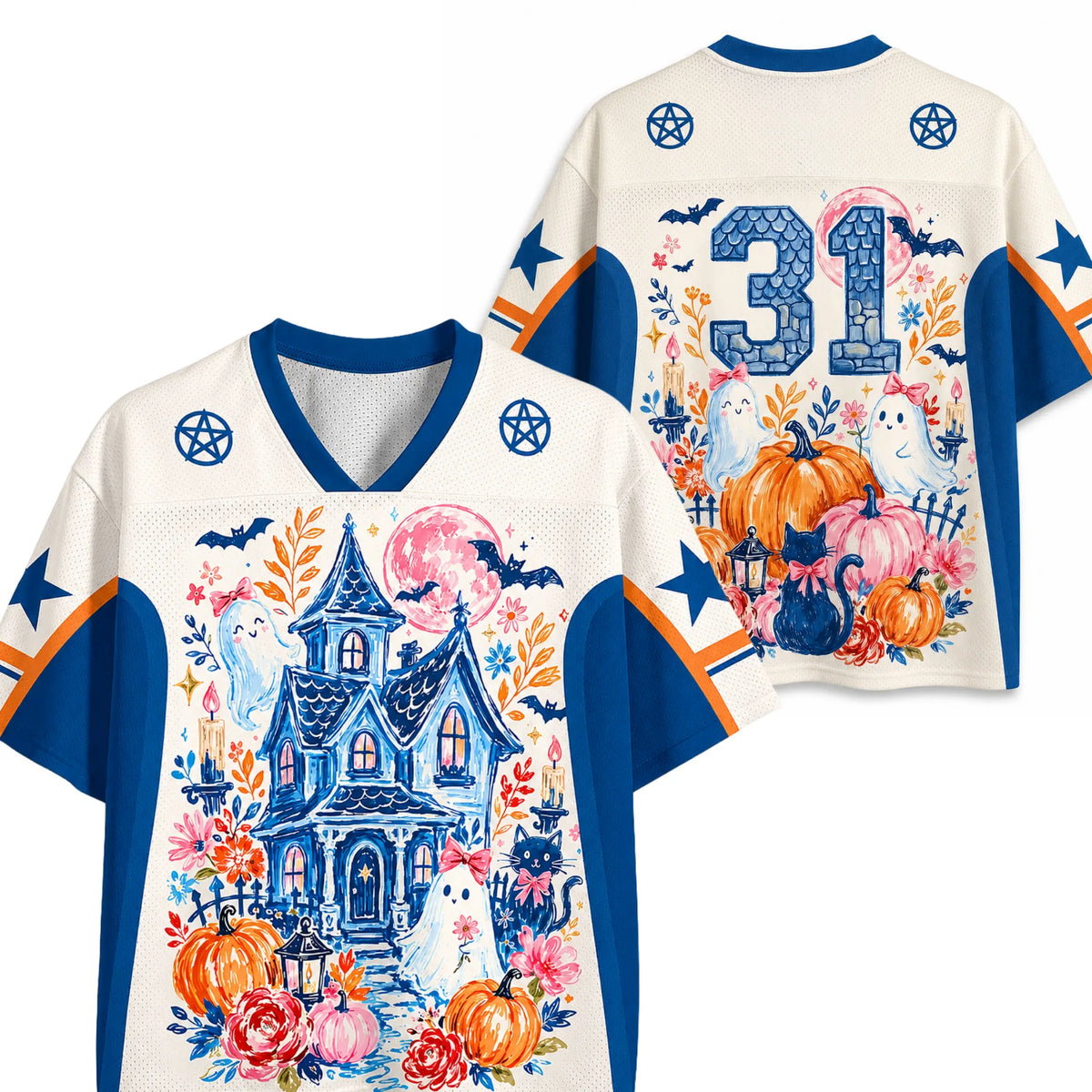 Chaotic Club Brushstroke Halloween Haunted House Mesh Jersey