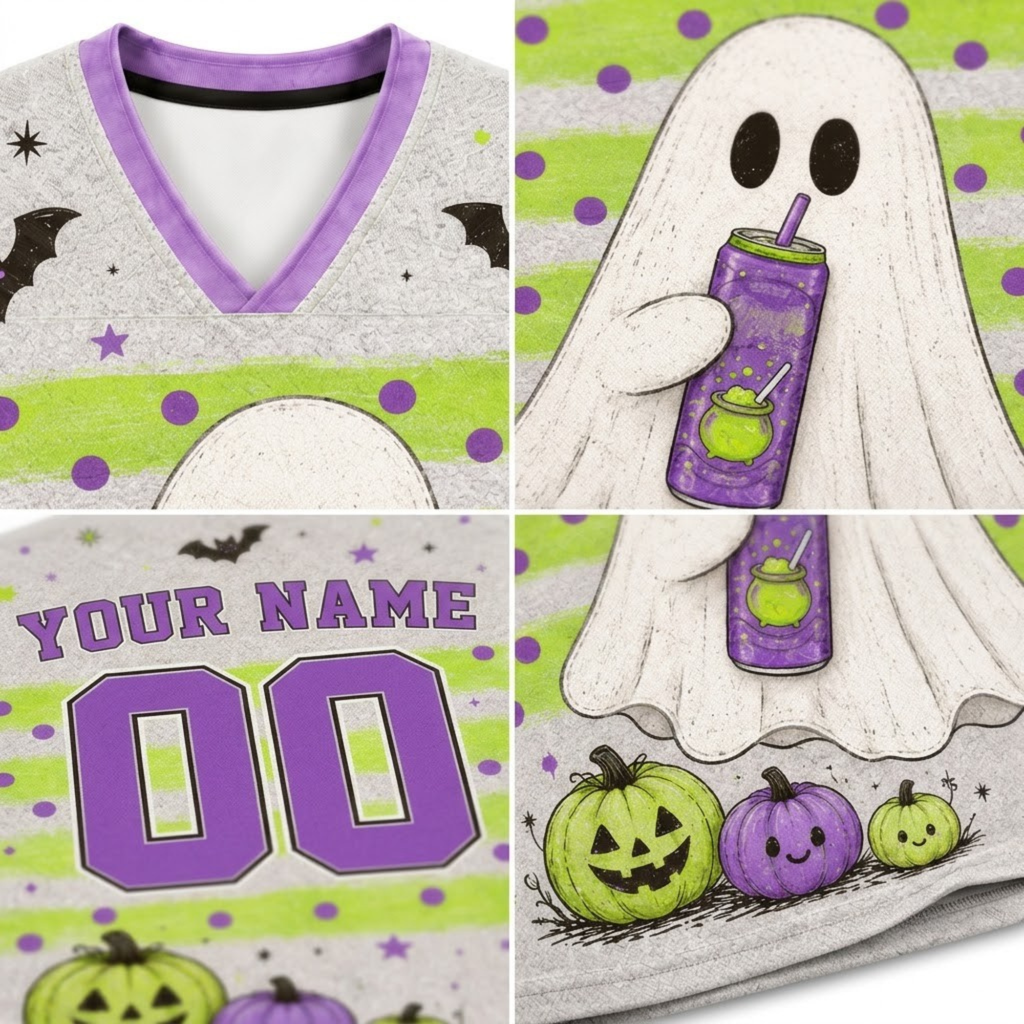 Chaotic Club Spooky Ghost Can Halloween Long Sleeve Jersey