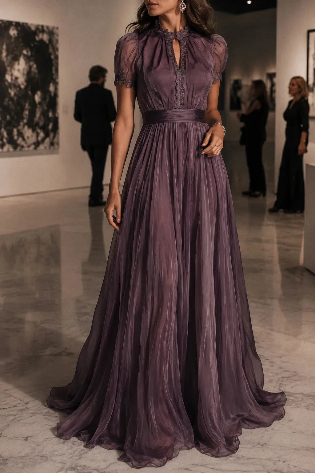 Retro Maxi Dress in chiffon, Affordable Luxury