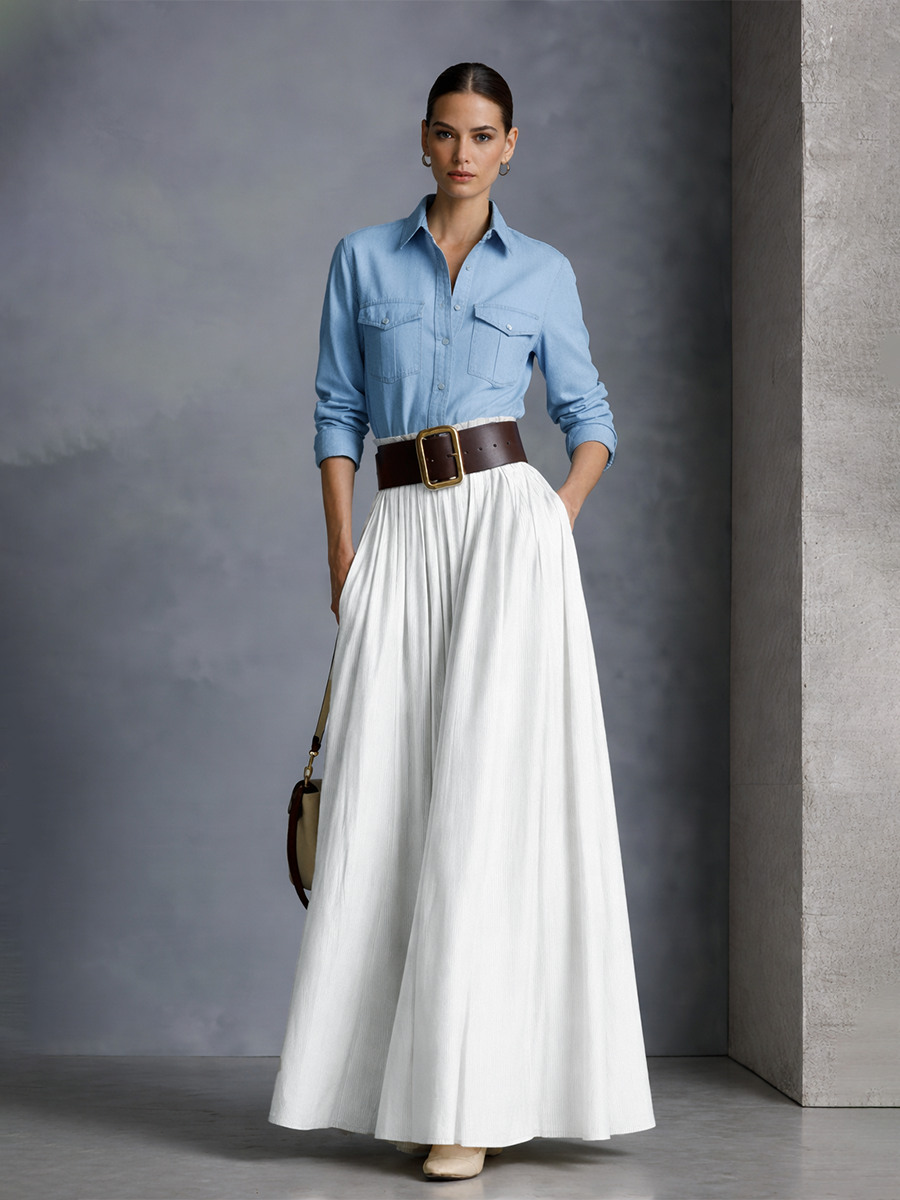 Elegant Skirt in linen, Designer Aesthetic