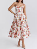Italian Rose Print Tulle Midi Dress