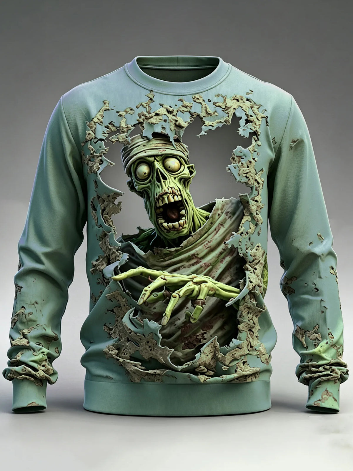 Men's Halloween Wall Mummy Zombie Print Sweatshirt